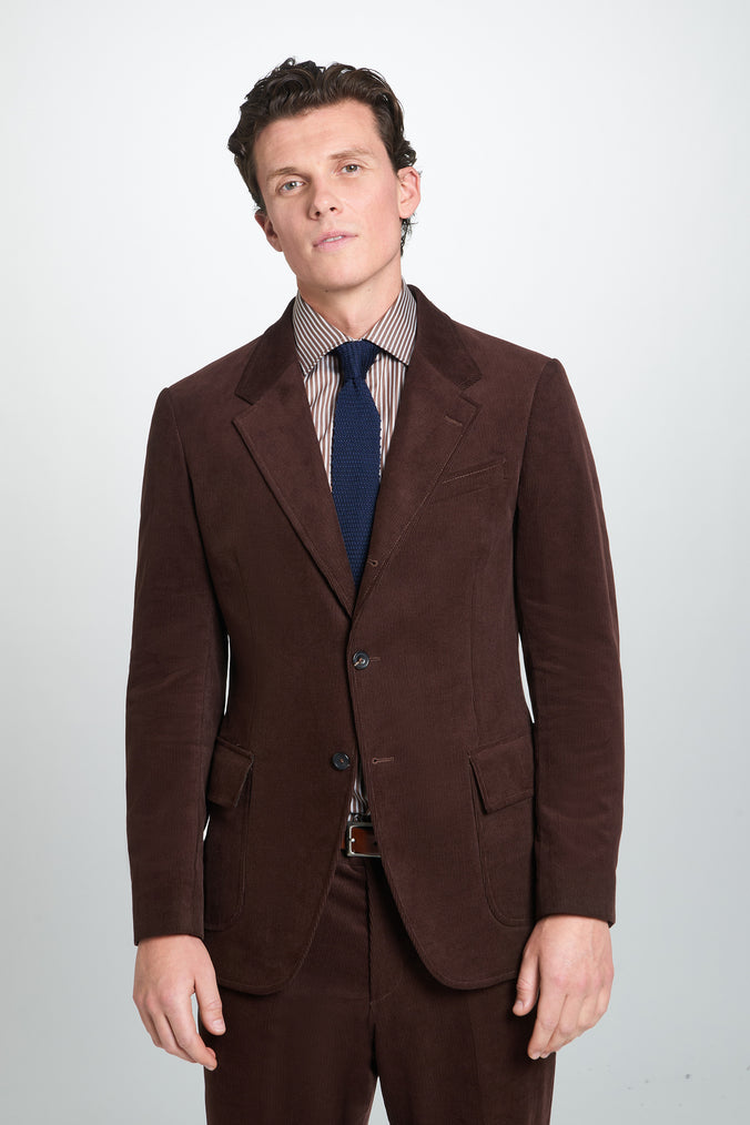 Deep Brown Classic Fit Unstructured Cord Jacket