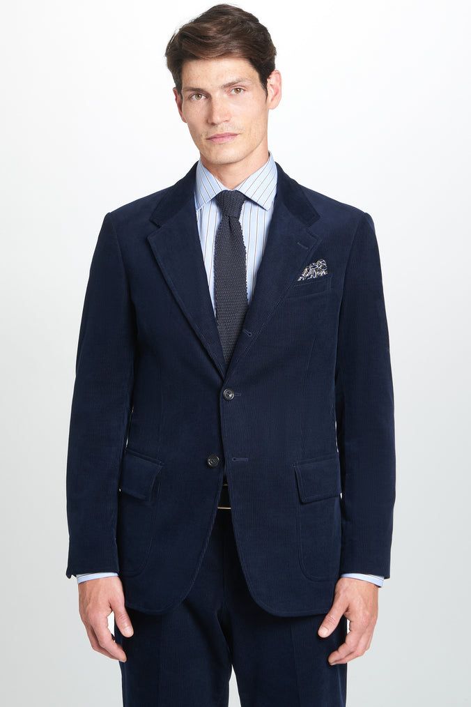 Navy Classic Fit Unstructured Cord Jacket