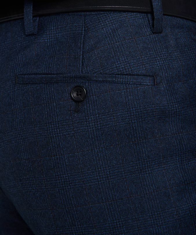 Navy & Neutral Tailored Fit Pow Flat Front Trouser