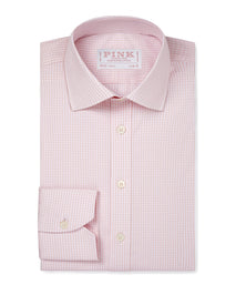 Pale Pink & White Slim Fit Essential Gingham Formal Shirt