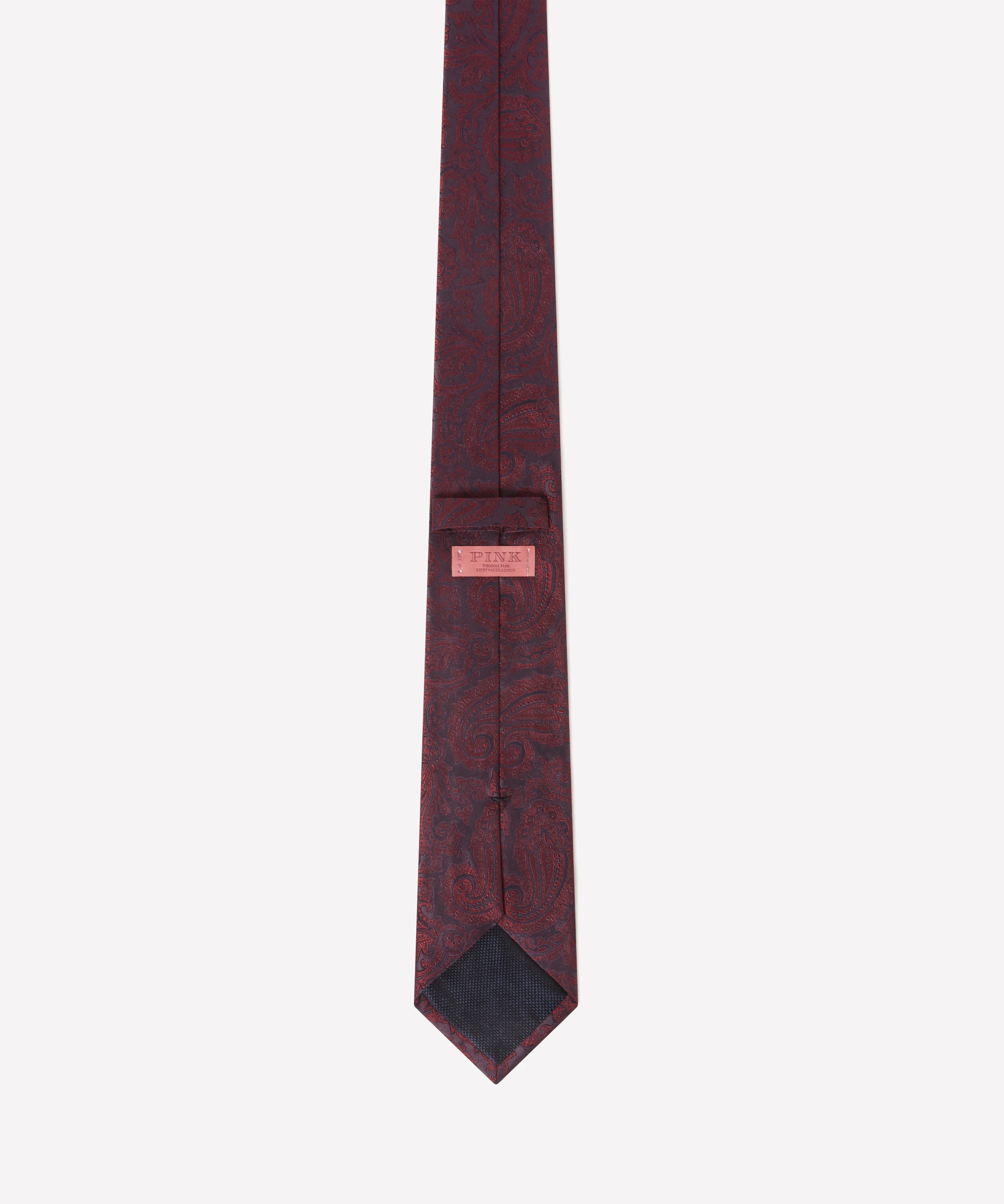 Deep Red & Navy Contrast Paisley Silk Tie