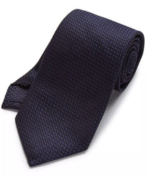 Navy Blue Tonal Textured Woven Silk Tie