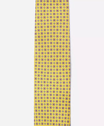 Yellow & Blue Small Biscuit Motif Silk Printed Tie