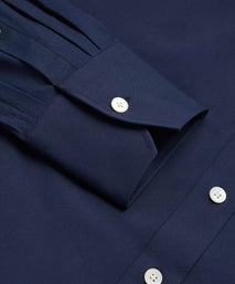 Navy Blue Athletic Fit Stretch Plain Poplin Formal Shirt