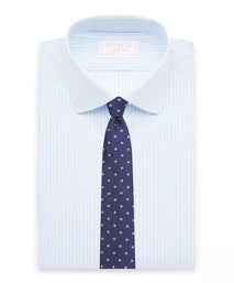 Pale Blue & White Slim Fit Provence Slubbed Bengal Formal Shirt