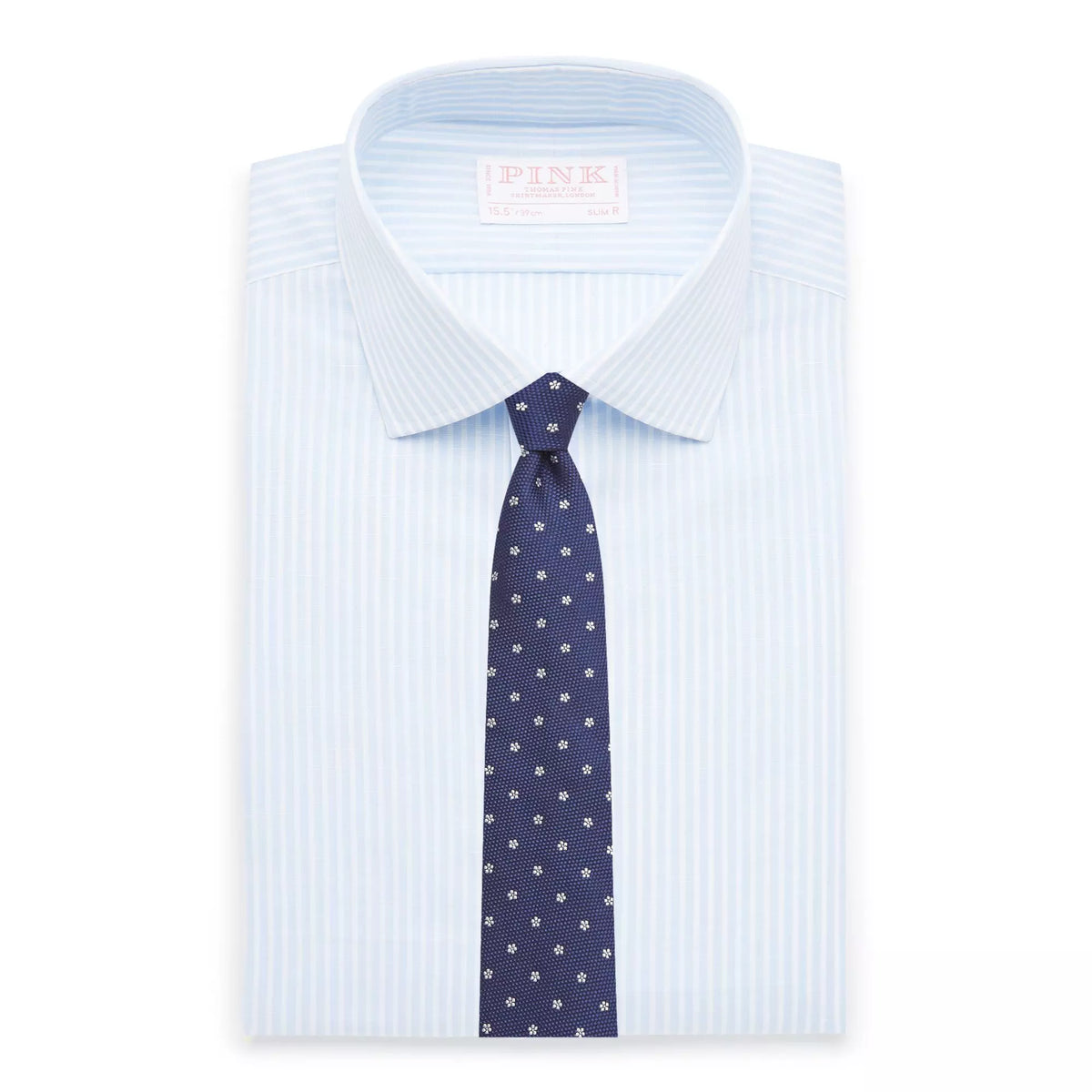 Pale Blue & White Slim Fit Provence Slubbed Bengal Formal Shirt