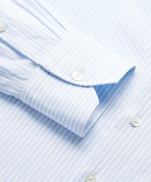 Pale Blue & White Slim Fit Provence Slubbed Bengal Formal Shirt