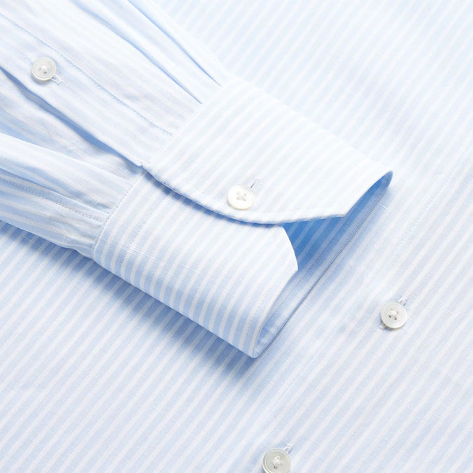Pale Blue & White Slim Fit Provence Slubbed Bengal Formal Shirt