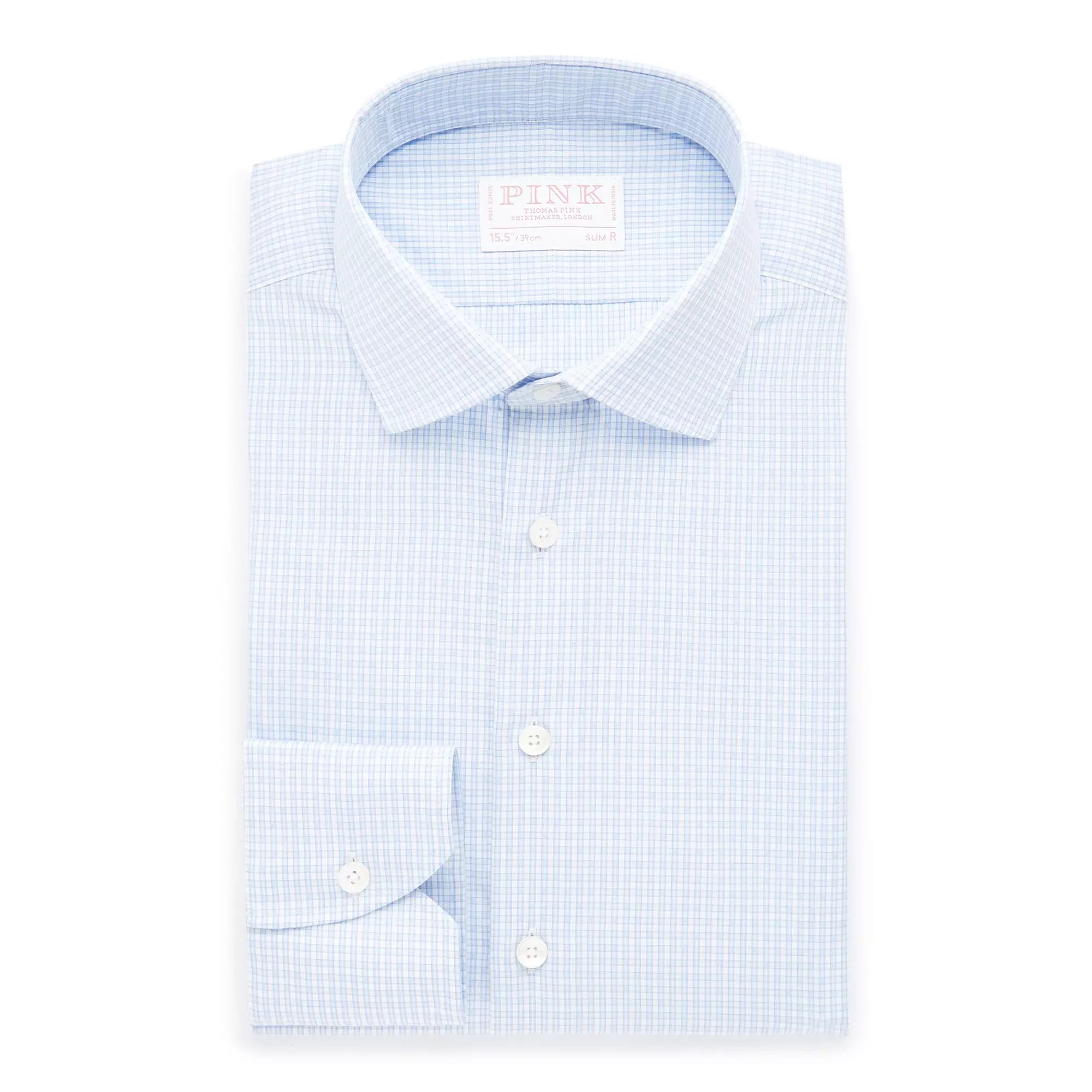 Blue & White Slim Fit Dobby Texture Check Formal Shirt