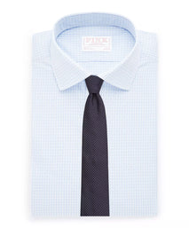 Blue & White Slim Fit Dobby Texture Check Formal Shirt