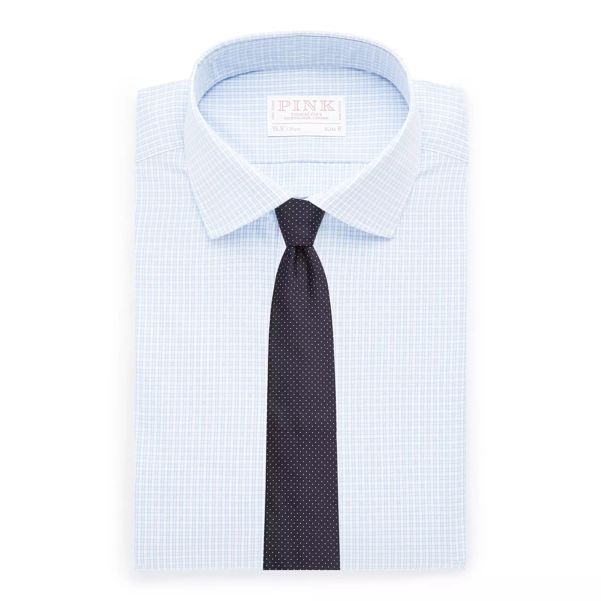 Blue & White Slim Fit Dobby Texture Check Formal Shirt