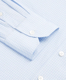 Blue & White Slim Fit Dobby Texture Check Formal Shirt