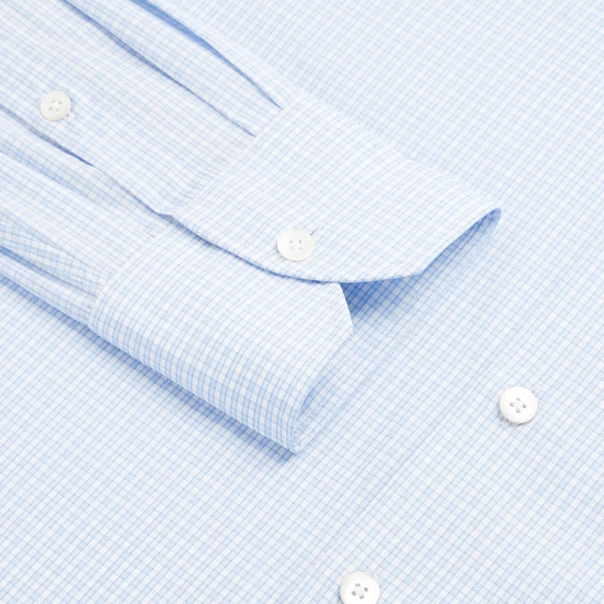 Blue & White Slim Fit Dobby Texture Check Formal Shirt