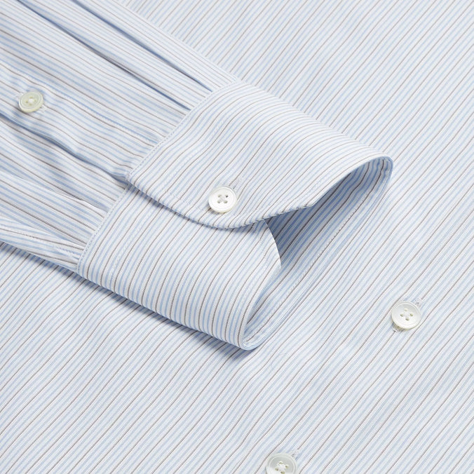 Blue & Brown Slim Fit Alumo Fine Stripe Formal Shirt