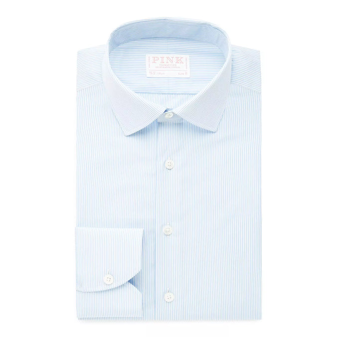 Pale Blue & White Slim Fit Supraluxe Fine Bengal Formal Shirt