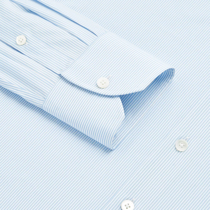 Pale Blue & White Slim Fit Supraluxe Fine Bengal Formal Shirt