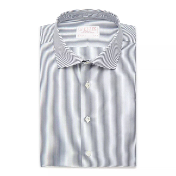 Seas Blue & White Slim Fit Supraluxe Fine Bengal Formal Shirt