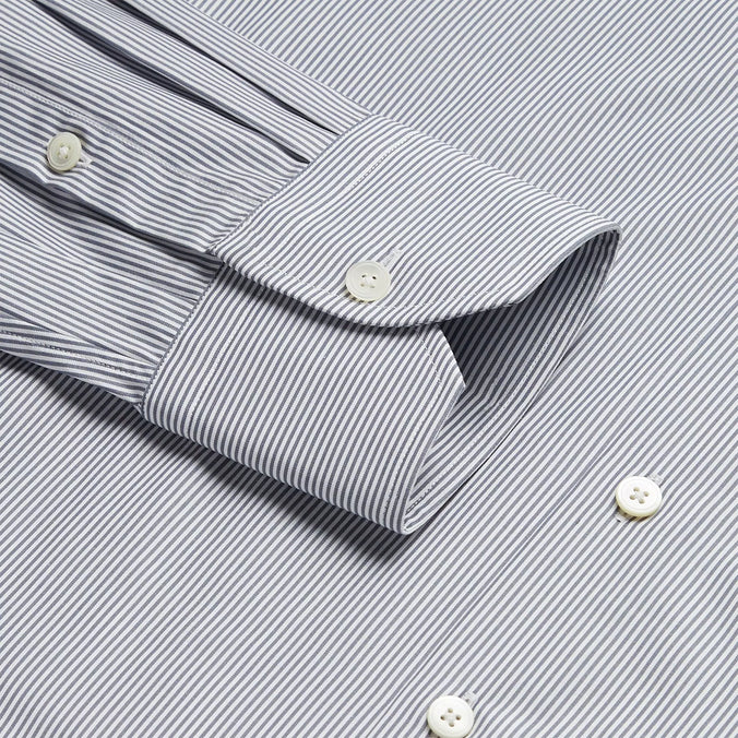 Seas Blue & White Slim Fit Supraluxe Fine Bengal Formal Shirt