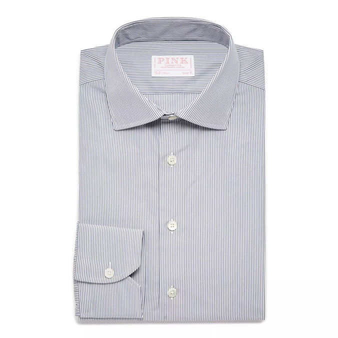 Grey & White Slim Fit Supraluxe Fine Bengal Formal Shirt