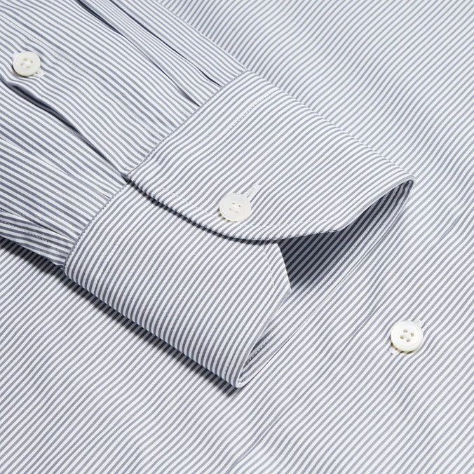 Grey & White Slim Fit Supraluxe Fine Bengal Formal Shirt