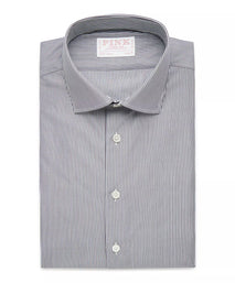 Navy & White Slim Fit Supraluxe Fine Bengal Formal Shirt
