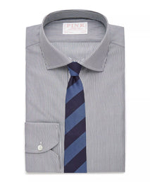 Navy & White Slim Fit Supraluxe Fine Bengal Formal Shirt