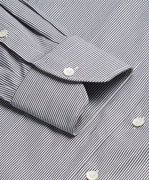 Navy & White Slim Fit Supraluxe Fine Bengal Formal Shirt