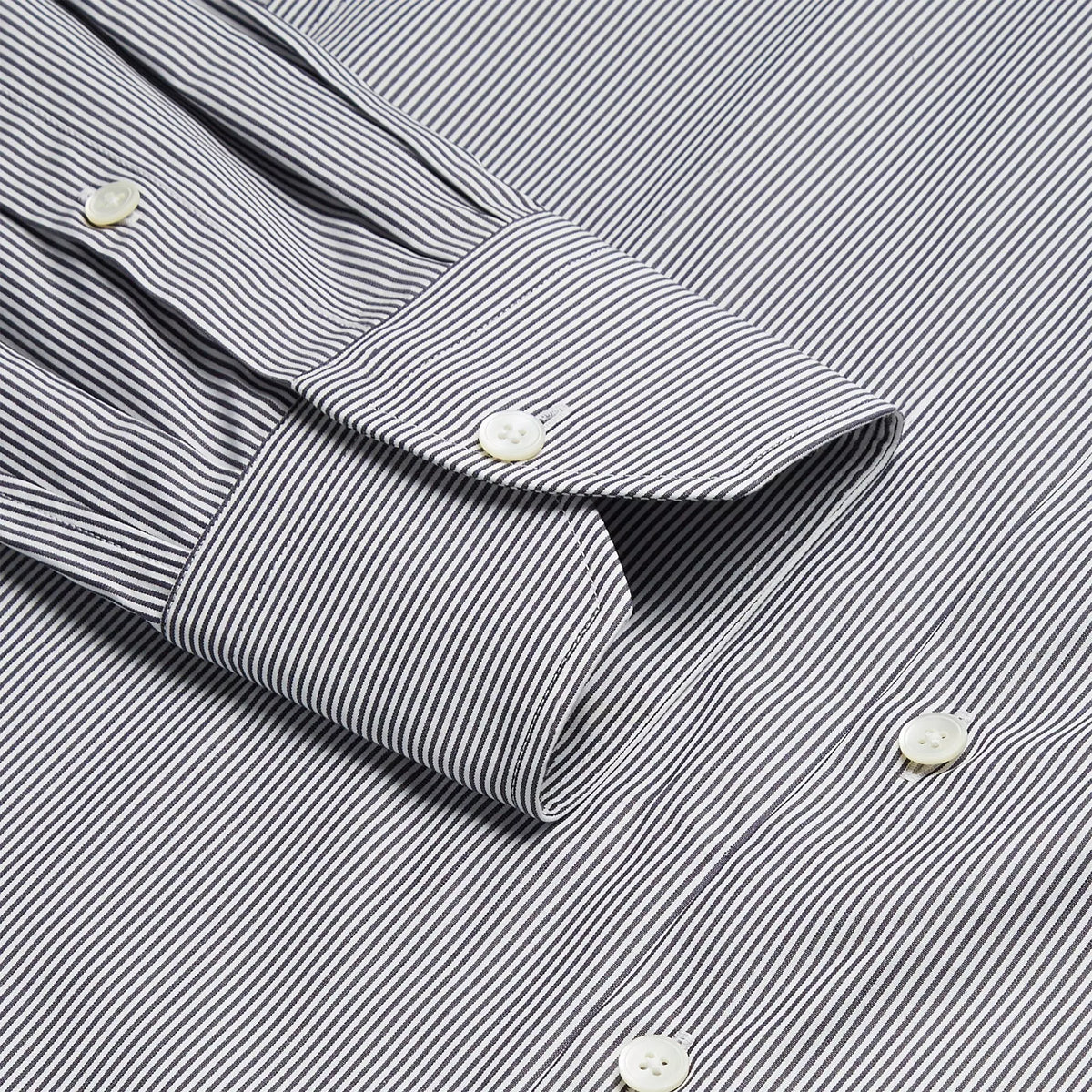 Navy & White Slim Fit Supraluxe Fine Bengal Formal Shirt