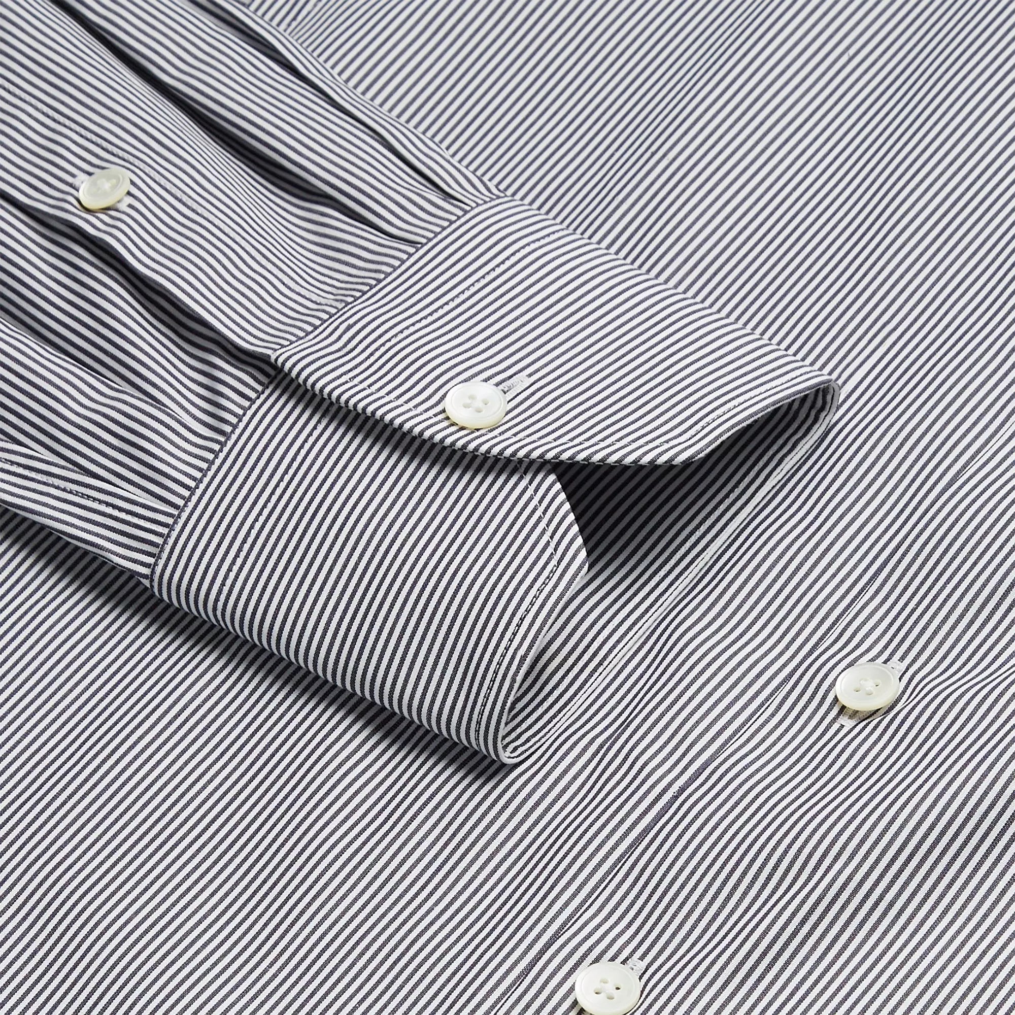 Navy & White Slim Fit Supraluxe Fine Bengal Formal Shirt