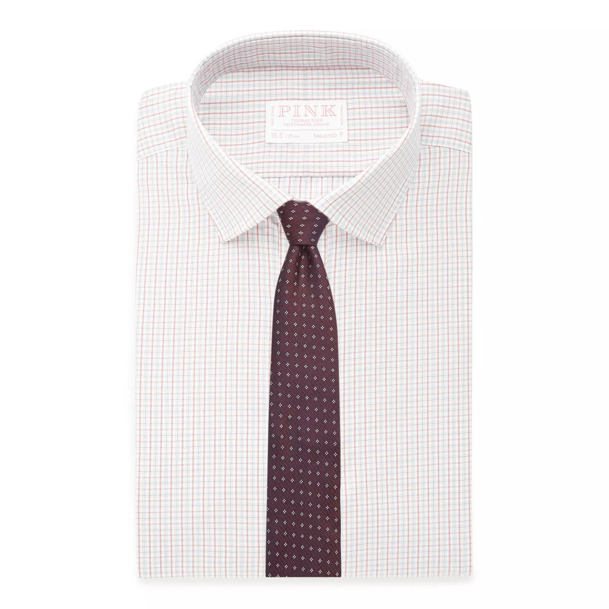 Deep Pink & White Tailored Fit Shadow Casual Check Formal Shirt