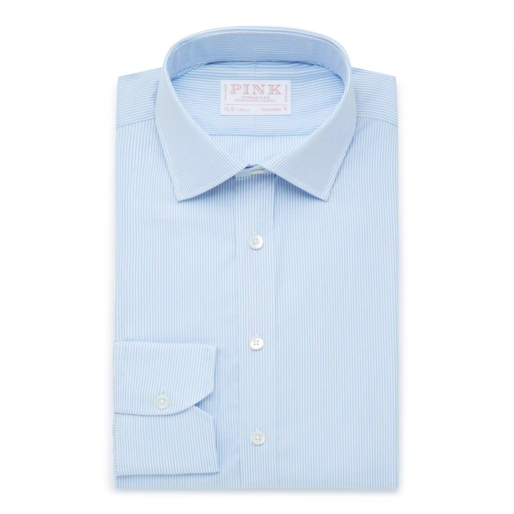 Pale Blue & White Tailored Fit Supraluxe Fine Bengal Formal Shirt