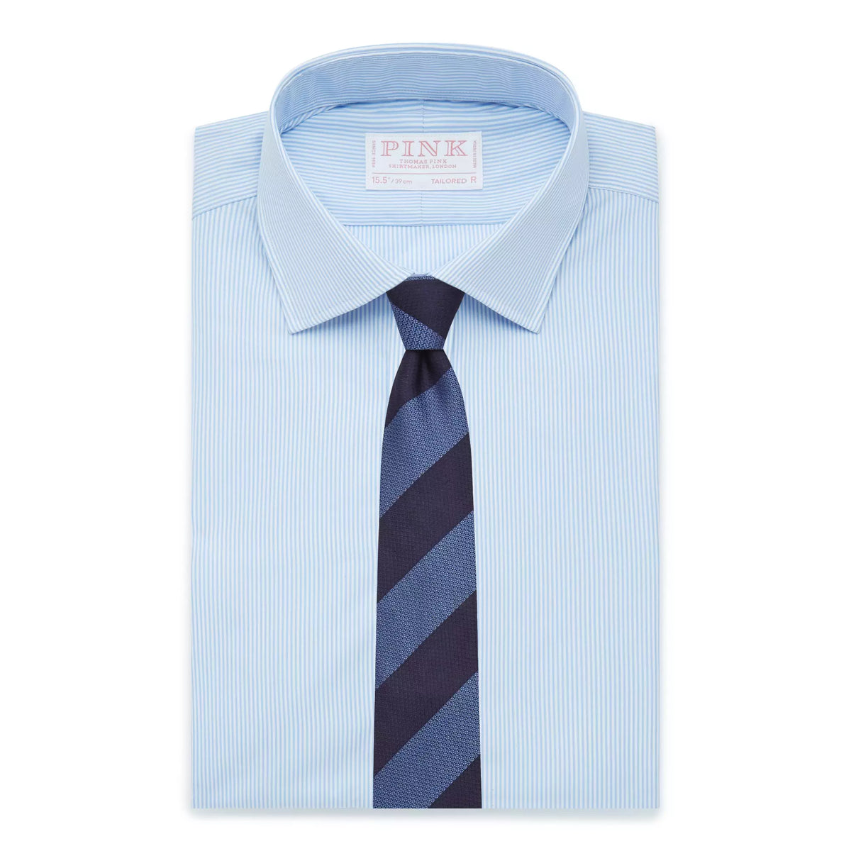 Pale Blue & White Tailored Fit Supraluxe Fine Bengal Formal Shirt