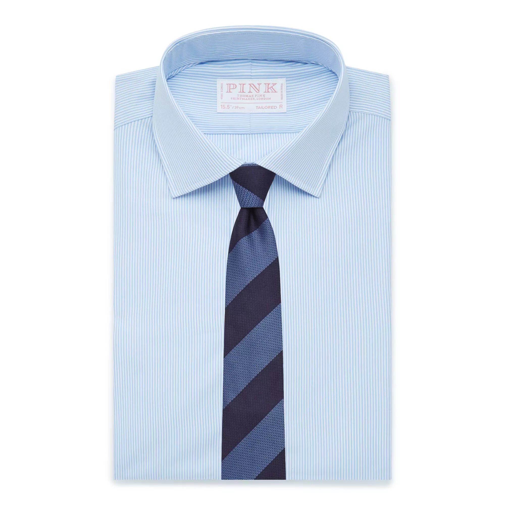 Pale Blue & White Tailored Fit Supraluxe Fine Bengal Formal Shirt