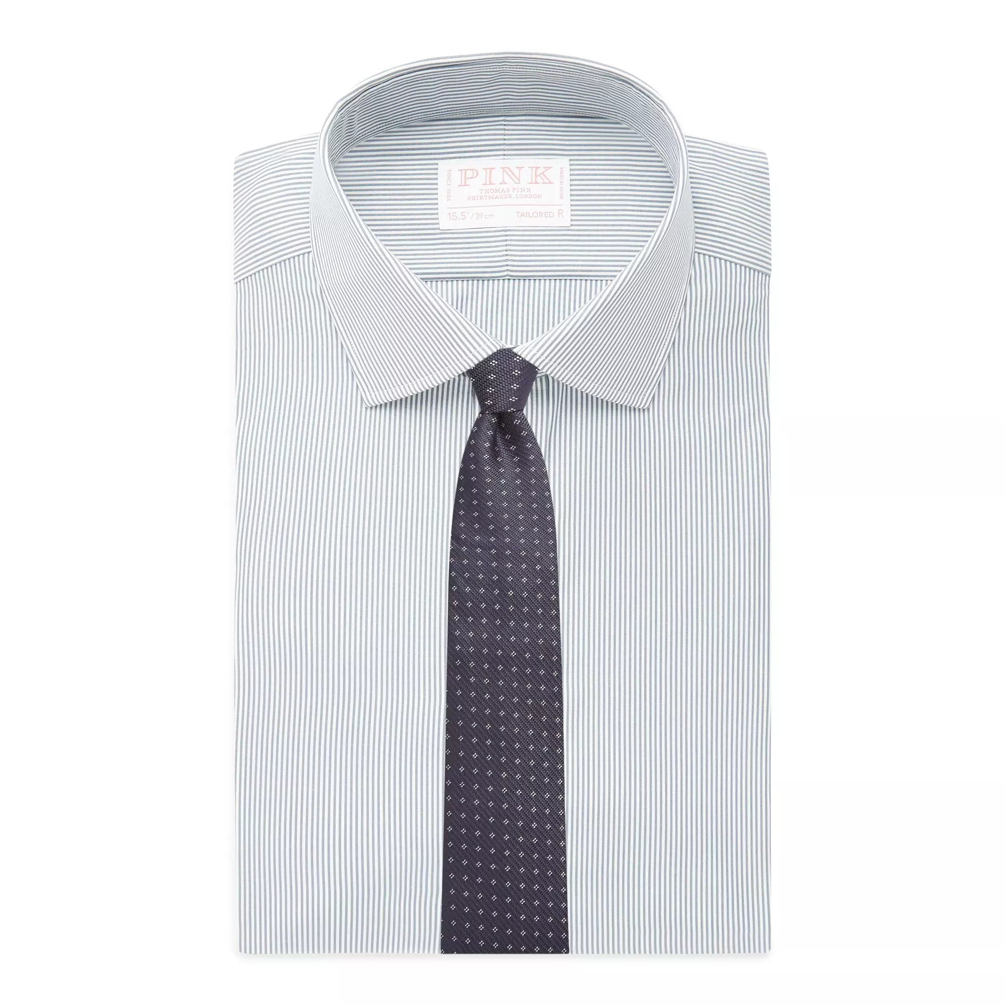 Grey & White Tailored Fit Supraluxe Fine Bengal Formal Shirt