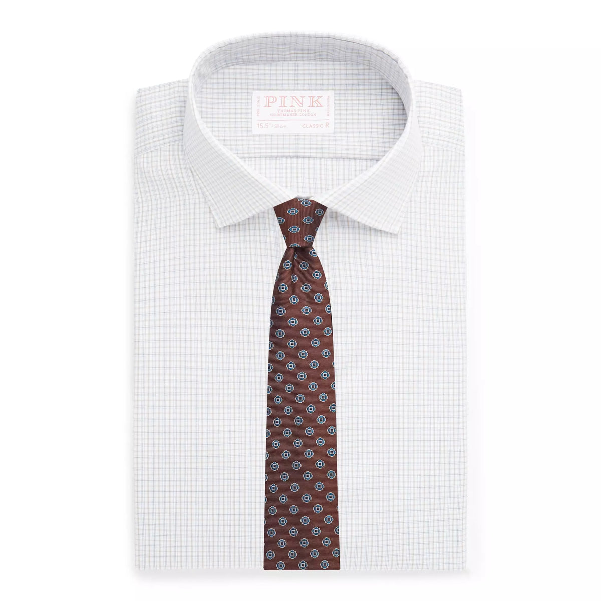 Beige & White Classic Fit Shadow Casual Check Formal Shirt