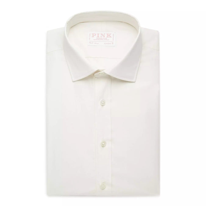 Cream Classic Fit Superior Solid Plain Formal Shirt