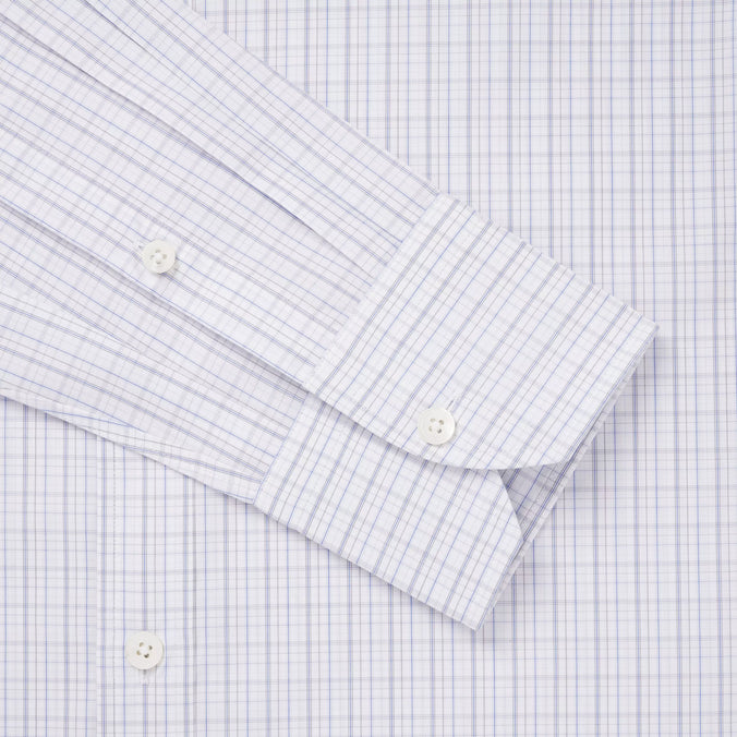 Blue & Grey Slim Fit Supraluxe Multi Check Formal Shirt