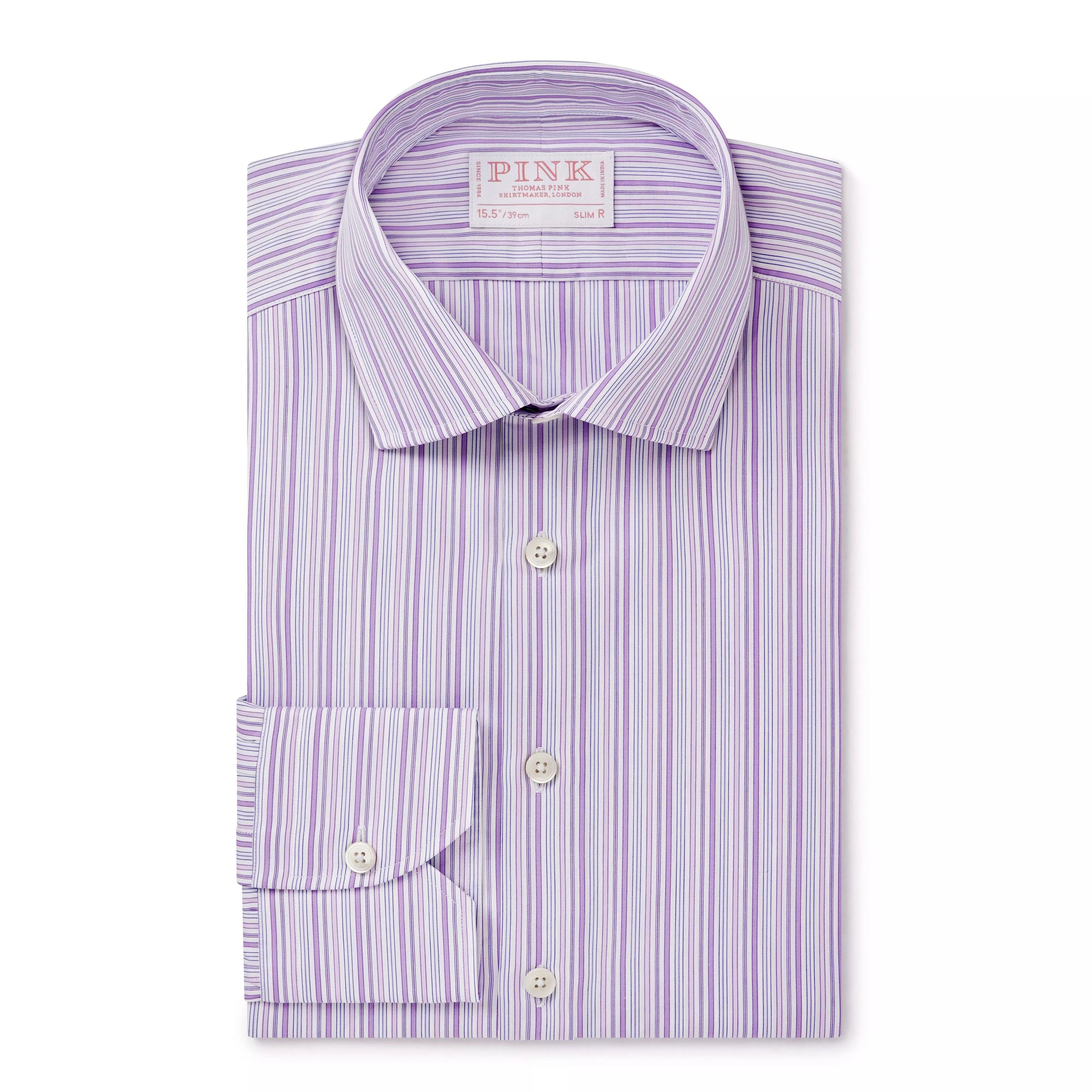 Lilac & White Slim Fit Supraluxe Multi Stripe Formal Shirt