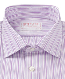 Lilac & White Slim Fit Supraluxe Multi Stripe Formal Shirt