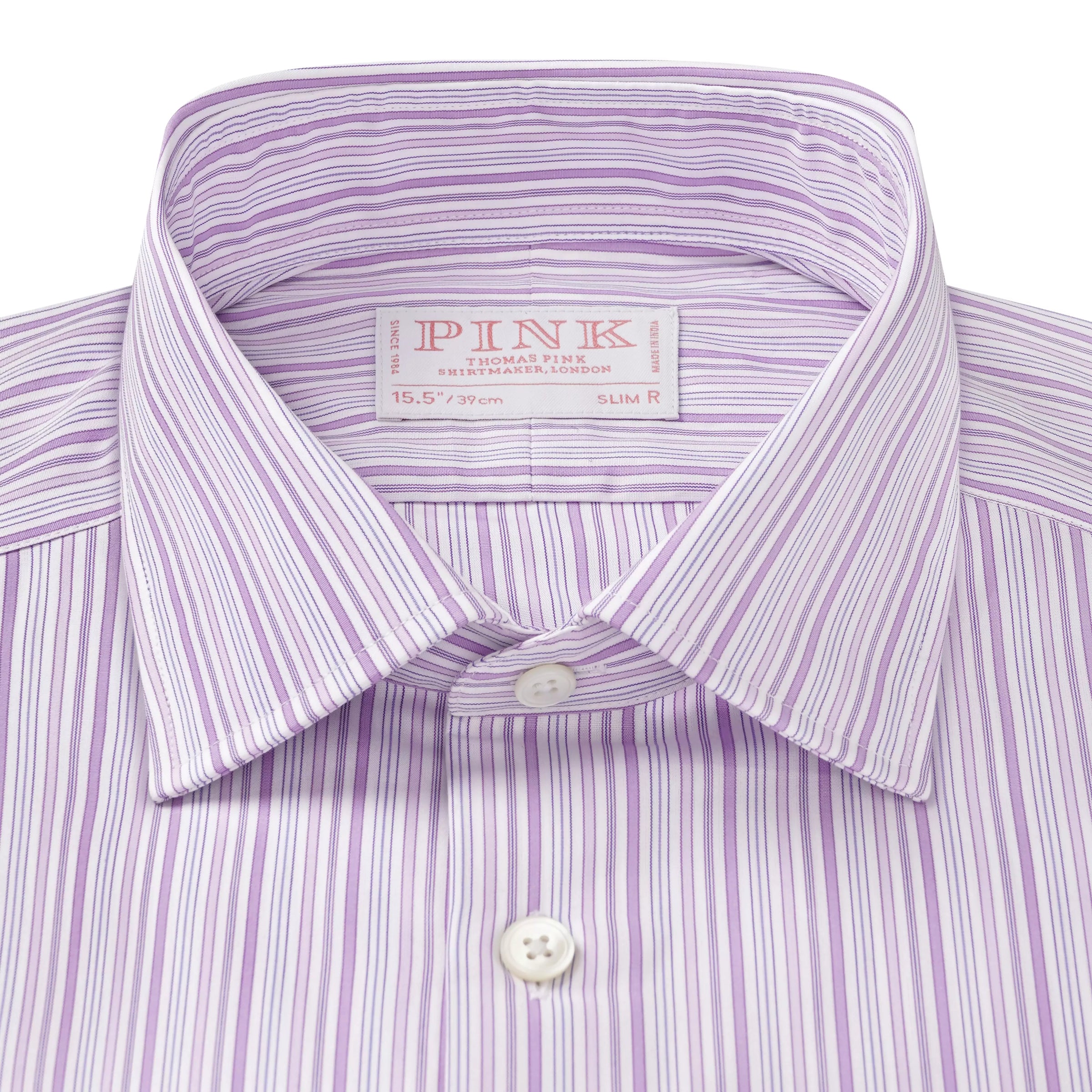 Lilac & White Slim Fit Supraluxe Multi Stripe Formal Shirt