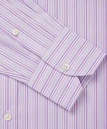 Lilac & White Slim Fit Supraluxe Multi Stripe Formal Shirt