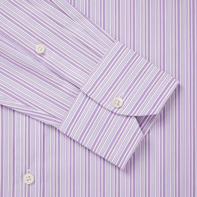 Lilac & White Slim Fit Supraluxe Multi Stripe Formal Shirt