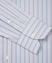 Teal Green & White Slim Fit Supraluxe Multi Stripe Formal Shirt