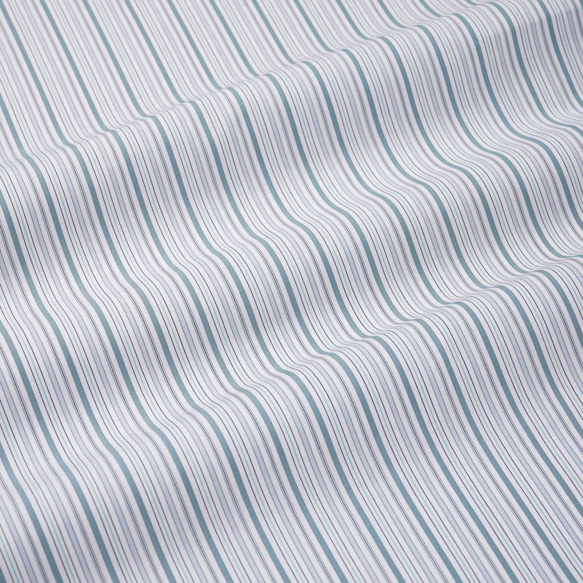Teal Green & White Slim Fit Supraluxe Multi Stripe Formal Shirt