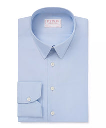 Pale Blue Slim Fit Cotton Satin Formal Shirt