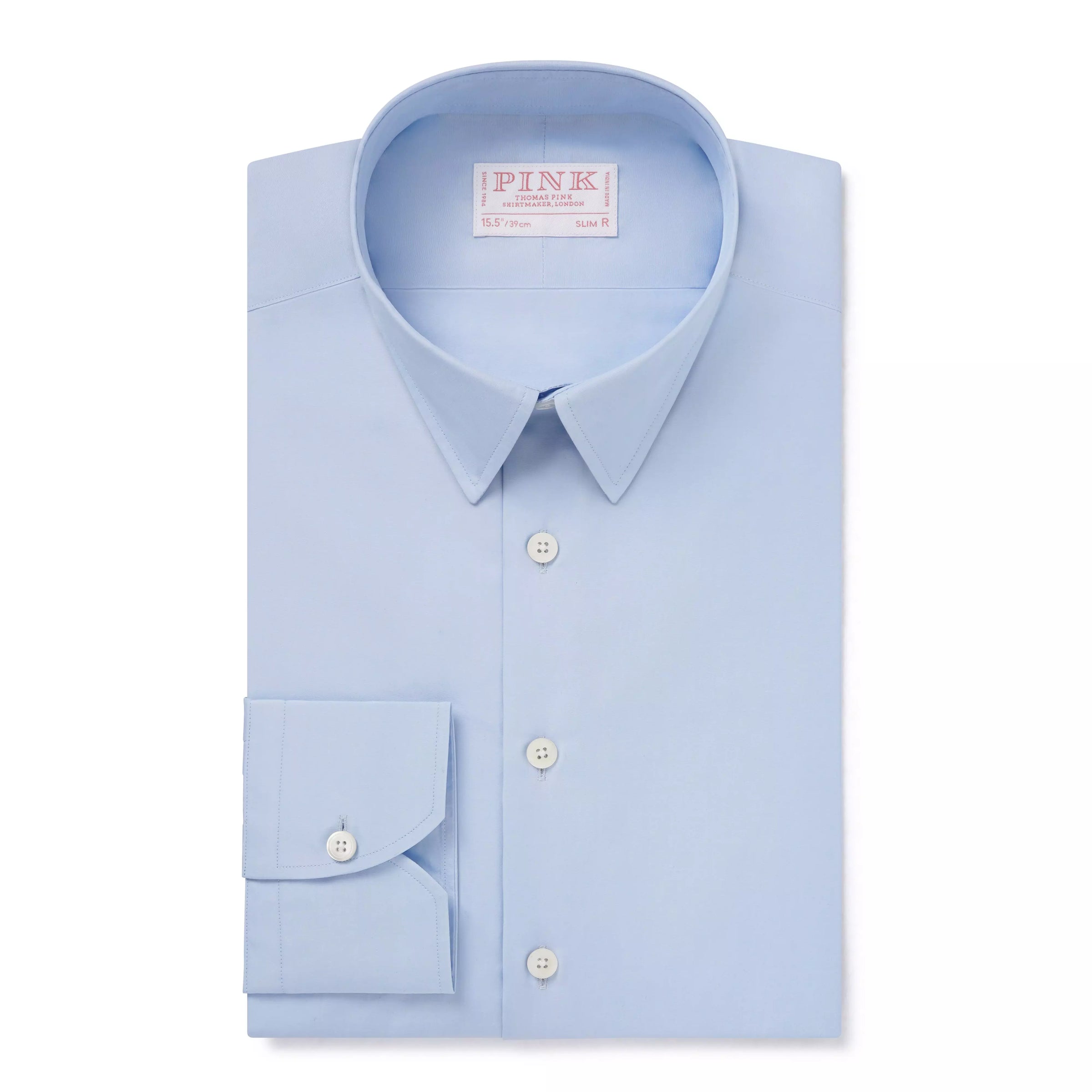 Pale Blue Slim Fit Cotton Satin Formal Shirt