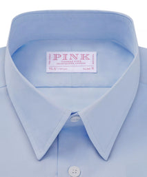 Pale Blue Slim Fit Cotton Satin Formal Shirt