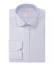 Blue & White Tailored Fit Supraluxe Multi Stripe Formal Shirt