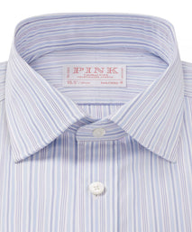 Blue & White Tailored Fit Supraluxe Multi Stripe Formal Shirt