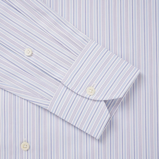 Blue & White Tailored Fit Supraluxe Multi Stripe Formal Shirt